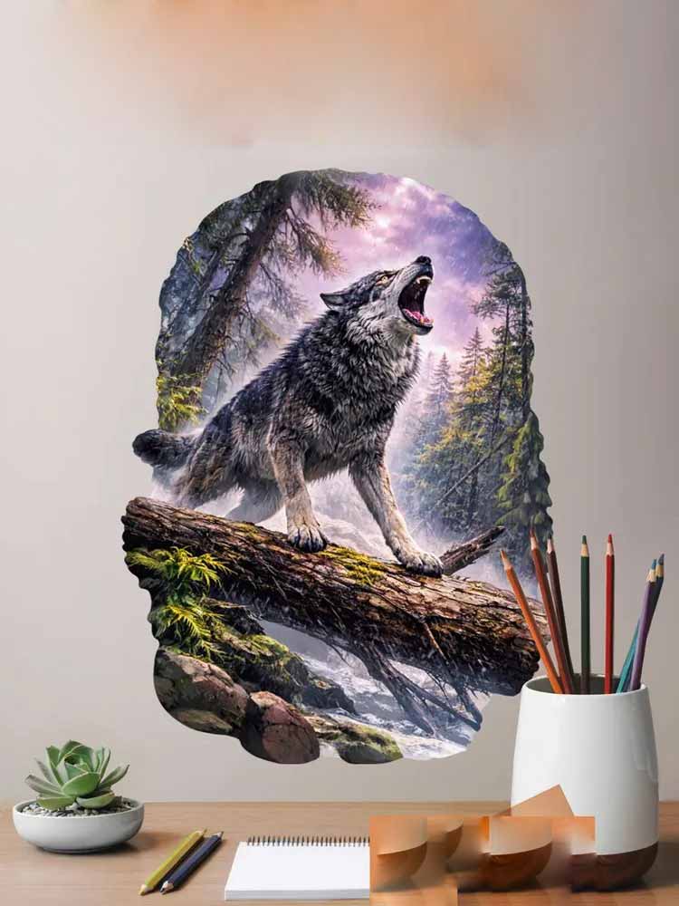 Pvc Panel Background - Vahşi Timberwolves Desen Duvar Resmi Çıkartmaları